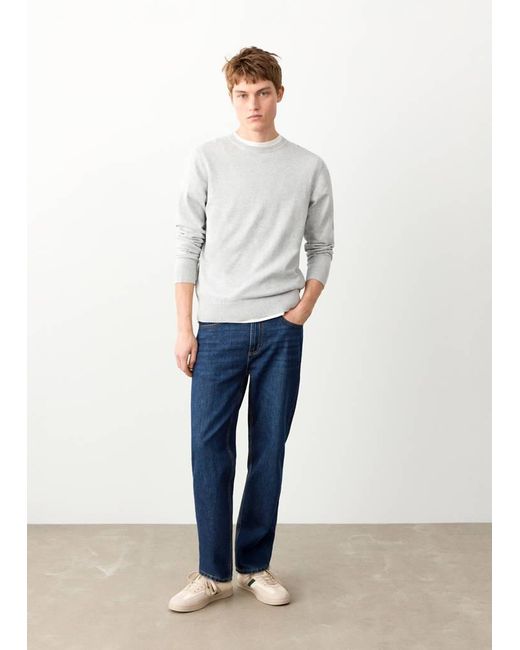 MANGO TEEN White Knitted Cotton Sweater for men