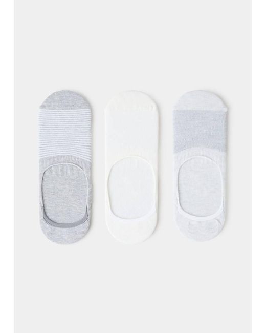 Mango White 3-Pack Of Invisible Socks for men