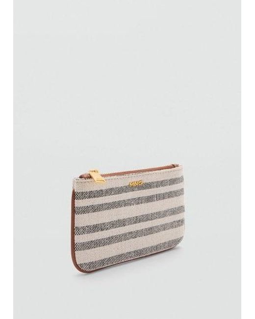 Mango White Stripe-Print Wallet