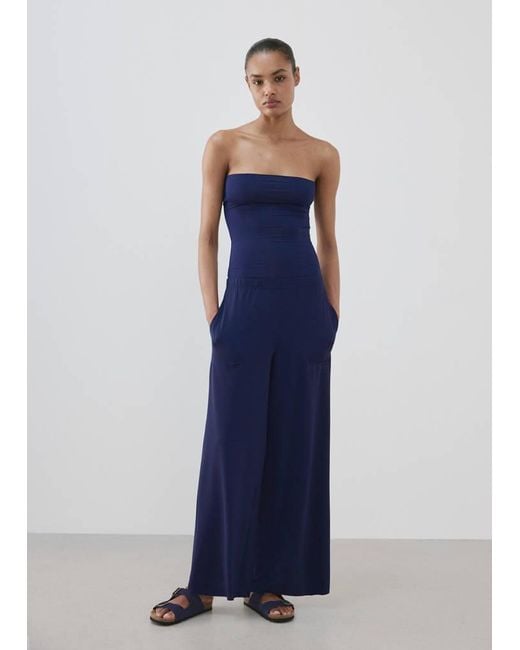 Mango Blue Fitted Bandeau Top