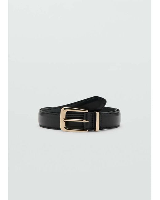 Mango Black 100% Bovine Leather Belt