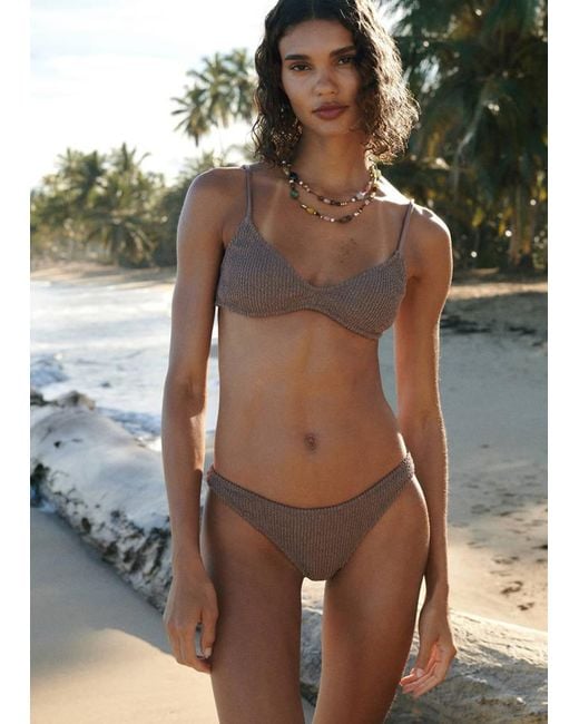 Mango Green Triangular Texture Bikini Top