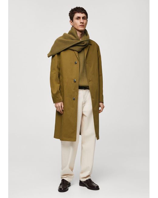 Mango Green Relaxed-fit Cotton Trench Coat Olive for men