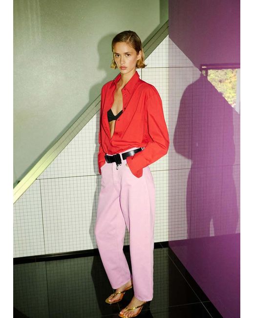 Mango Pink High-Waisted Mom-Fit Jeans