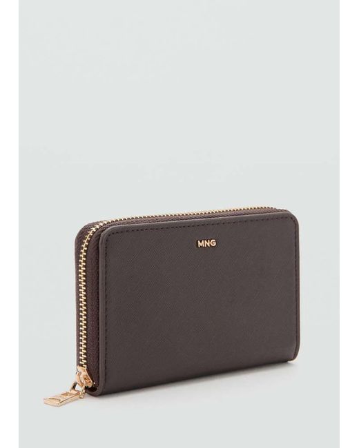 Mango Gray Saffiano-Effect Wallet