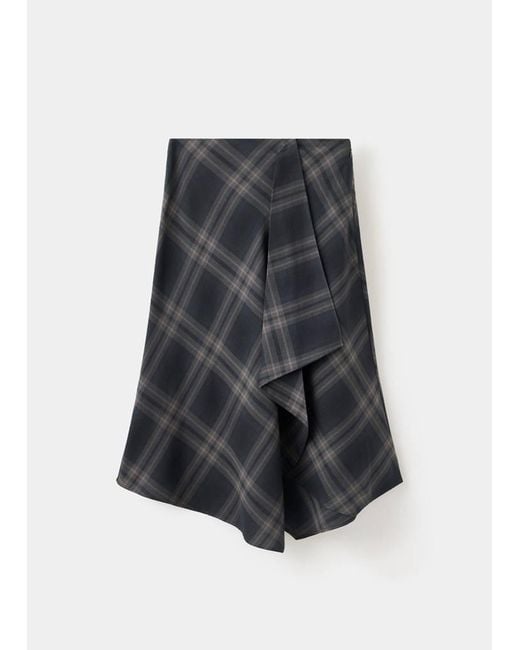 Mango Gray Checked Asymmetric Skirt