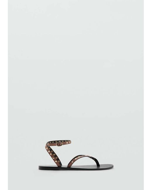 Mango White Studded Sandals