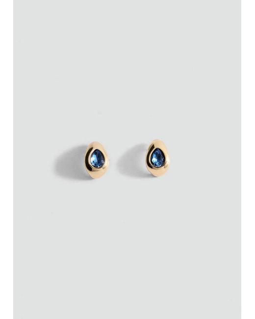 Mango Blue Drop Earrings With Crystal Detail