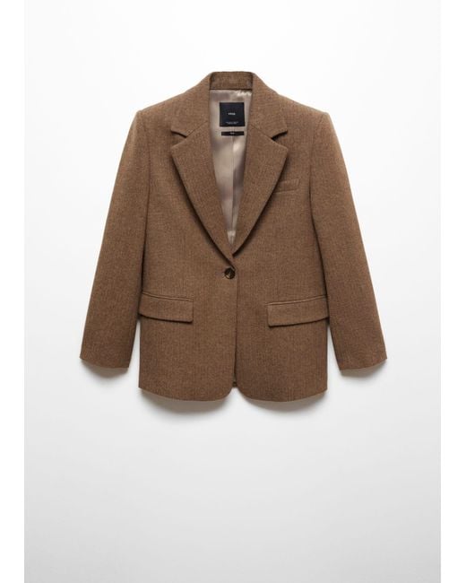 Mango herringbone wool blend blazer Clearance