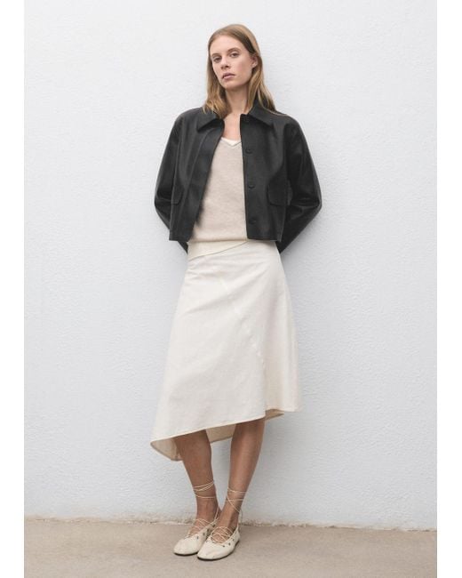Mango White Jacke Mit Leder-Effekt Und Taschen
