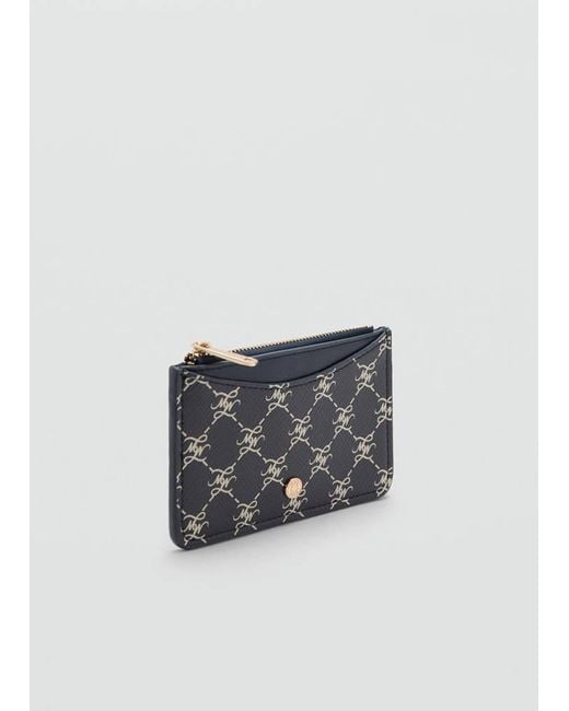 Mango White Logo Zip Card Holder