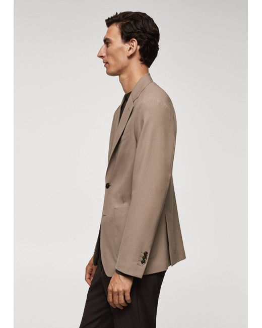 Mango Slim-fit Virgin Wool Jacket in Brown for Men | Lyst UK