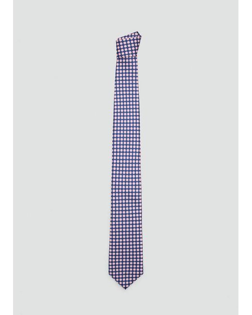 Mango Blue 100% Silk Tie With Floral Print for men