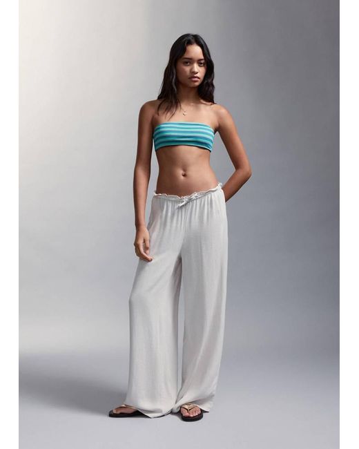MANGO TEEN Gray Bandeau Bikini With Mid-Rise Briefs