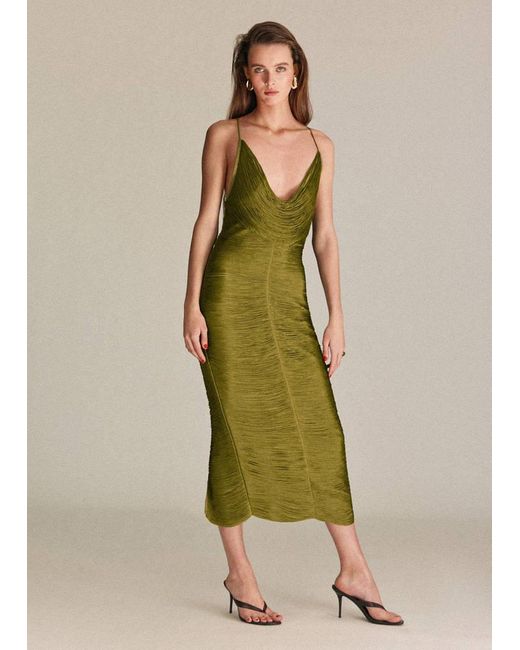 Mango Green Fringed Dress With Low Back