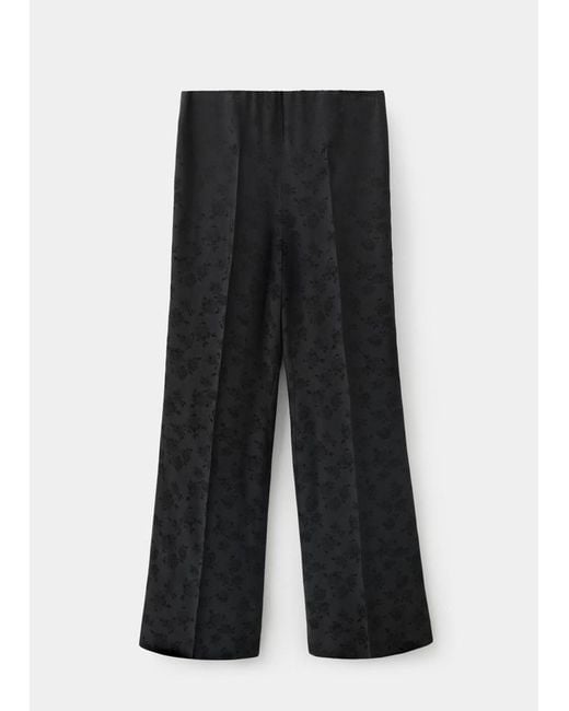 Mango Black Straight-Cut Jacquard Trousers