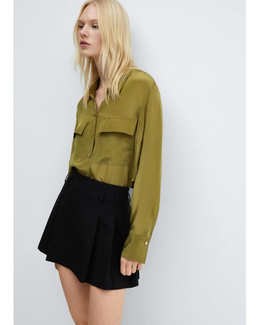 Mango Green Pockets Flowy Shirt