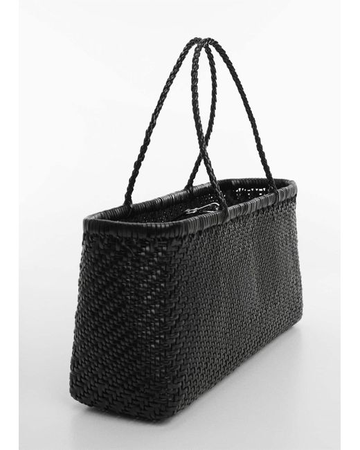 Mango Black Braided Leather Bag
