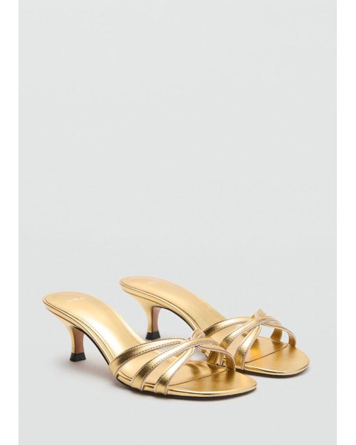 Mango Metallic Kitten Heel Sandals With Straps