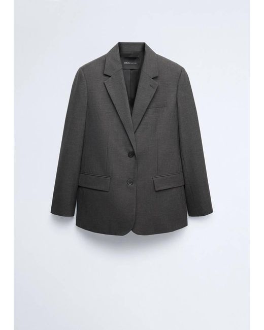 Mango Blue Wool Suit Blazer