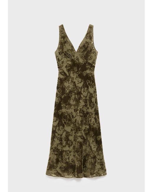 Mango Green Jacquard V-Neck Dress