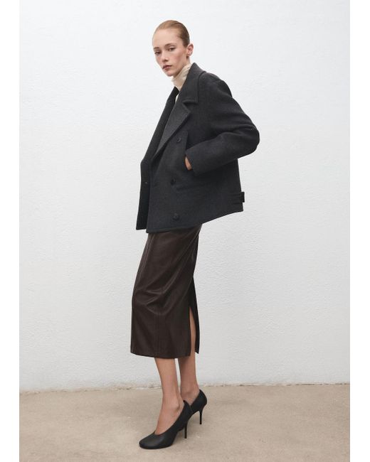 Mango Brown Faux-Leather Pencil Skirt