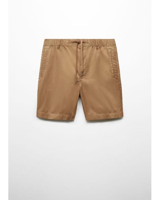 Mango Natural 100% Cotton Drawstring Bermuda Shorts for men