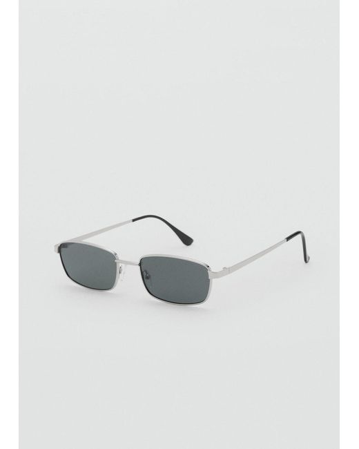 Mango Metallic Rectangular Metal Frame Sunglasses