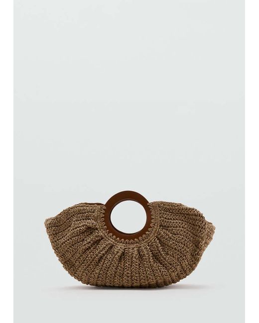 MANGO TEEN Brown Natural Fibre Tote Bag