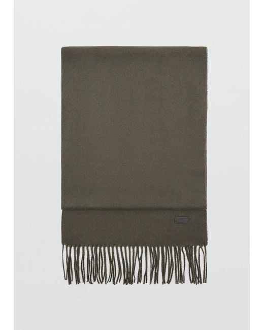 Mango Green Plain Fringed Scarf for men