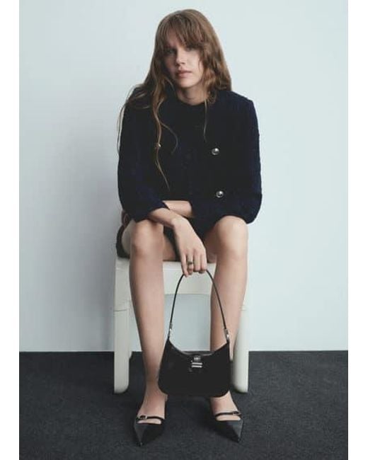 Mango Patent Leather Effect Shoulder Bag in Grey Lyst UK