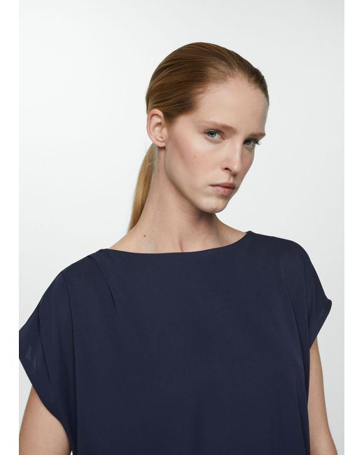 Mango Blue Oversized Short-sleeved T-shirt Dark