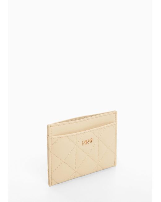 Mango Natural Quilted Cardholder With Logo Off