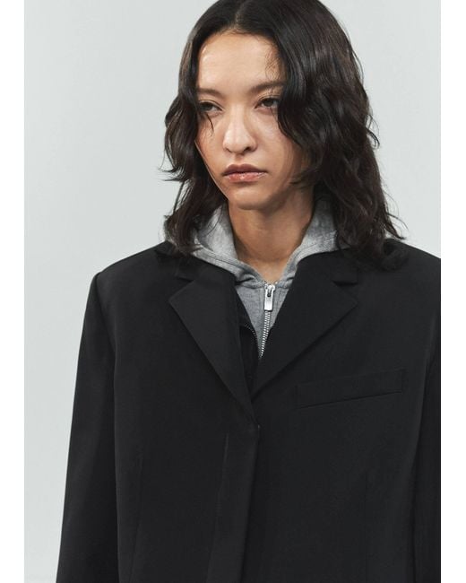 Mango Black Zip Straight-cut Coat