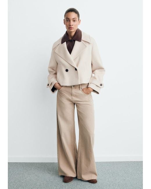 Mango Natural Jacke Aus Wollgemisch Mit Maxi-Reverskragen