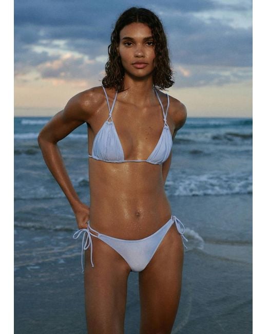 Mango Blue Brazilian Satin-Effect Bikini Knickers
