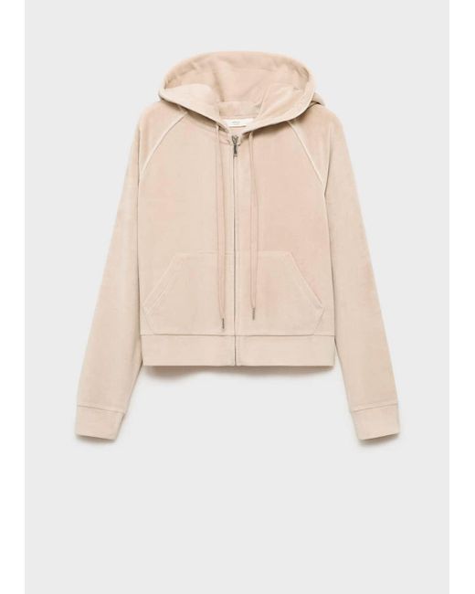 Mango Natural Velour Sweatshirt With Soft Touch