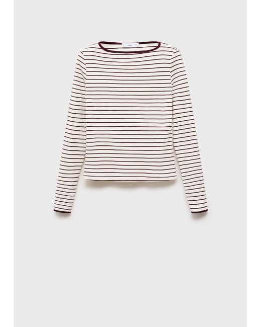 Mango White Cotton T-Shirt With Buttoned Cuffs