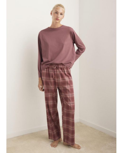 Mango Red Zweiteiliges Pyjama-Set Aus Flanell Mit Karomuster