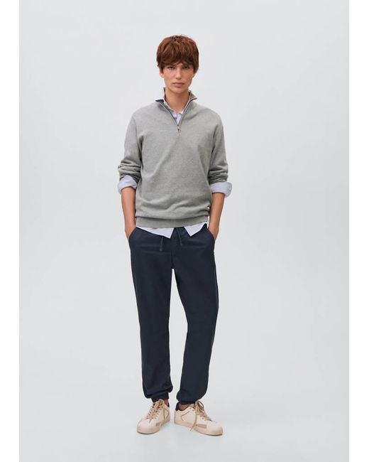 MANGO TEEN Blue Drawstring Jogger Trousers for men