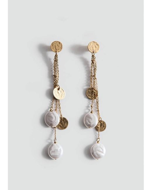 Mango White Long Beaded Earrings