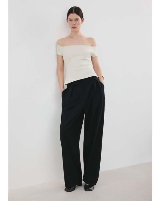 Mango White Strapless Fitted Top