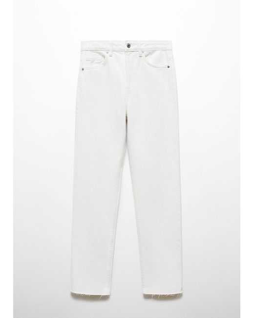 Mango White Straight-fit Cropped Jeans