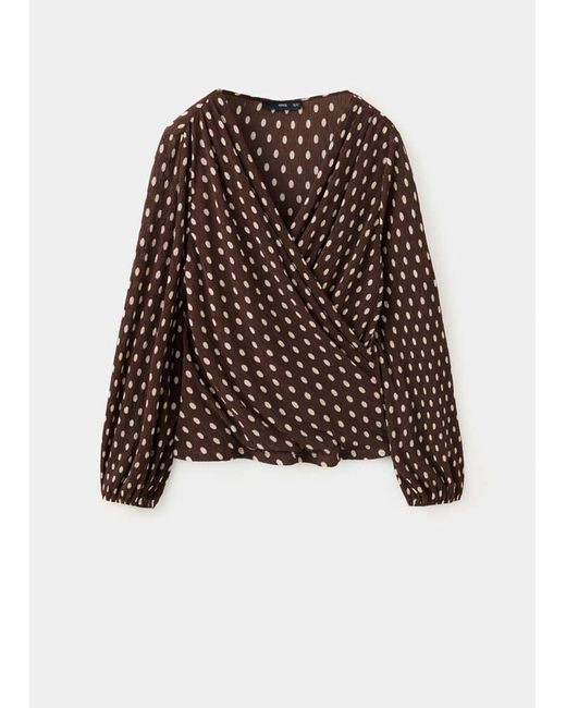 Mango White Polka Dot Wrap Blouse