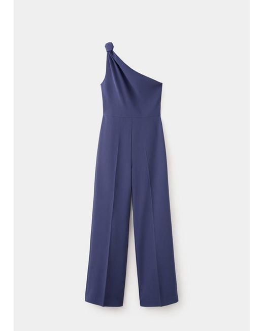 Mango Blue Long Jumpsuit With Knot