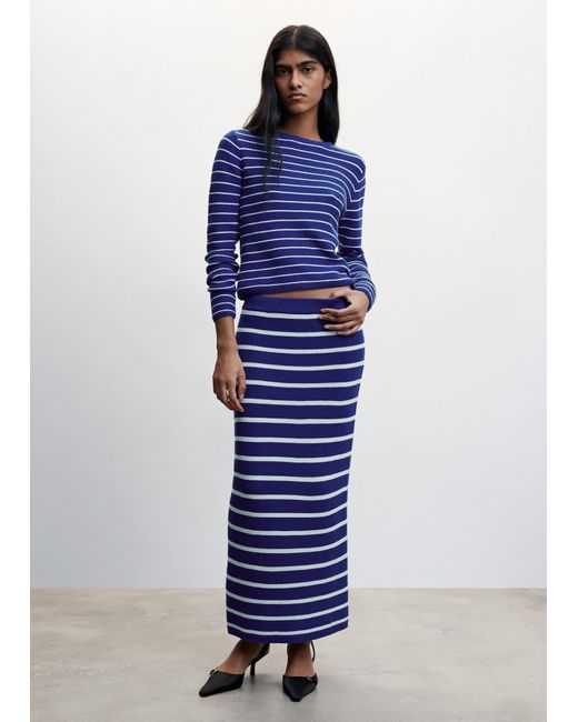 Mango Striped Knitted Skirt Vibrant in Blue | Lyst UK