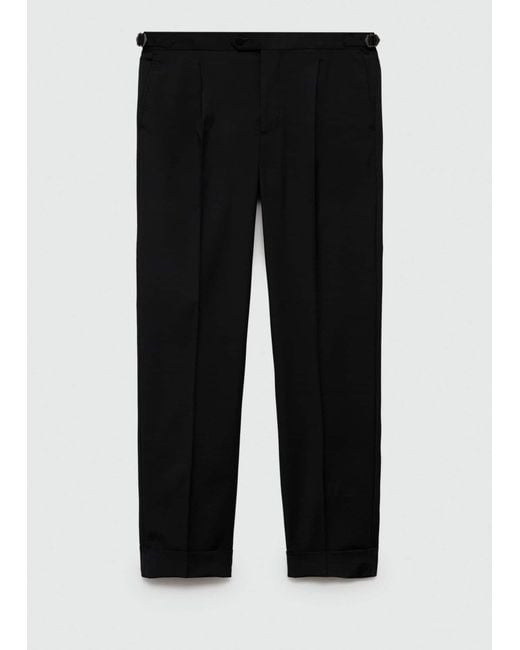 Mango Black Slim-fit Stretch Suit Trousers for men