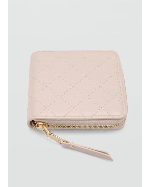 Mango Natural Wallet With Decorative Stitching
