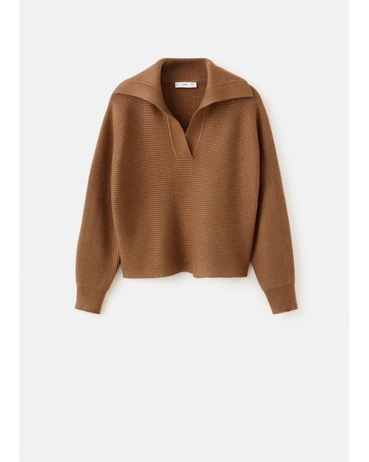 Mango Brown V-Neck Knit Sweater