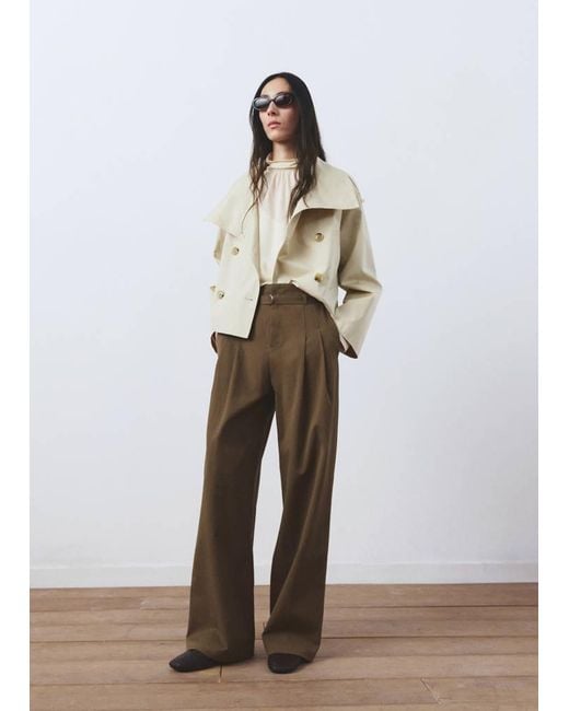 Mango White Trousers With Belt Loops